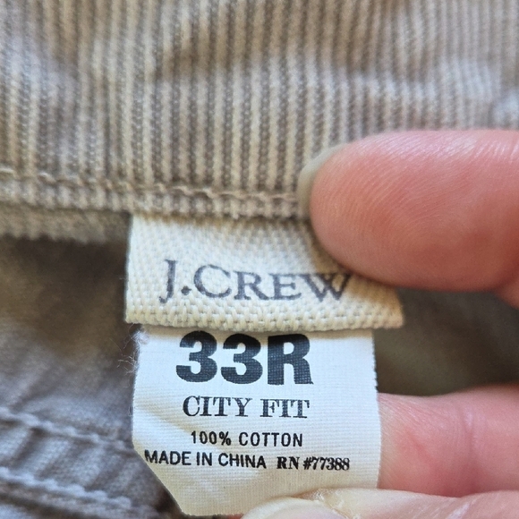 J. Crew Light Grey City Fit Straight Leg Corduroy Pants - Size 33 - Picture 6 of 7